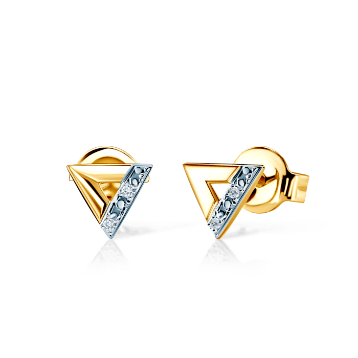 SAVICKI fülbevaló - háromszögek: arany és gyémántok