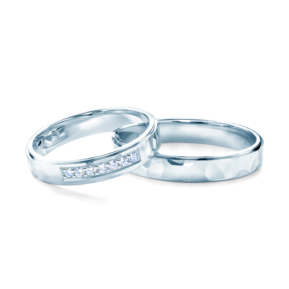 Vjenčano prstenje: bijelo zlato, plosnato, 4 mm