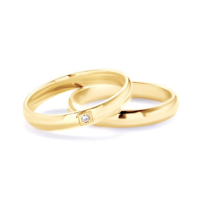 Esküvői karikagyűrűk: arany, félkör, 3 mm