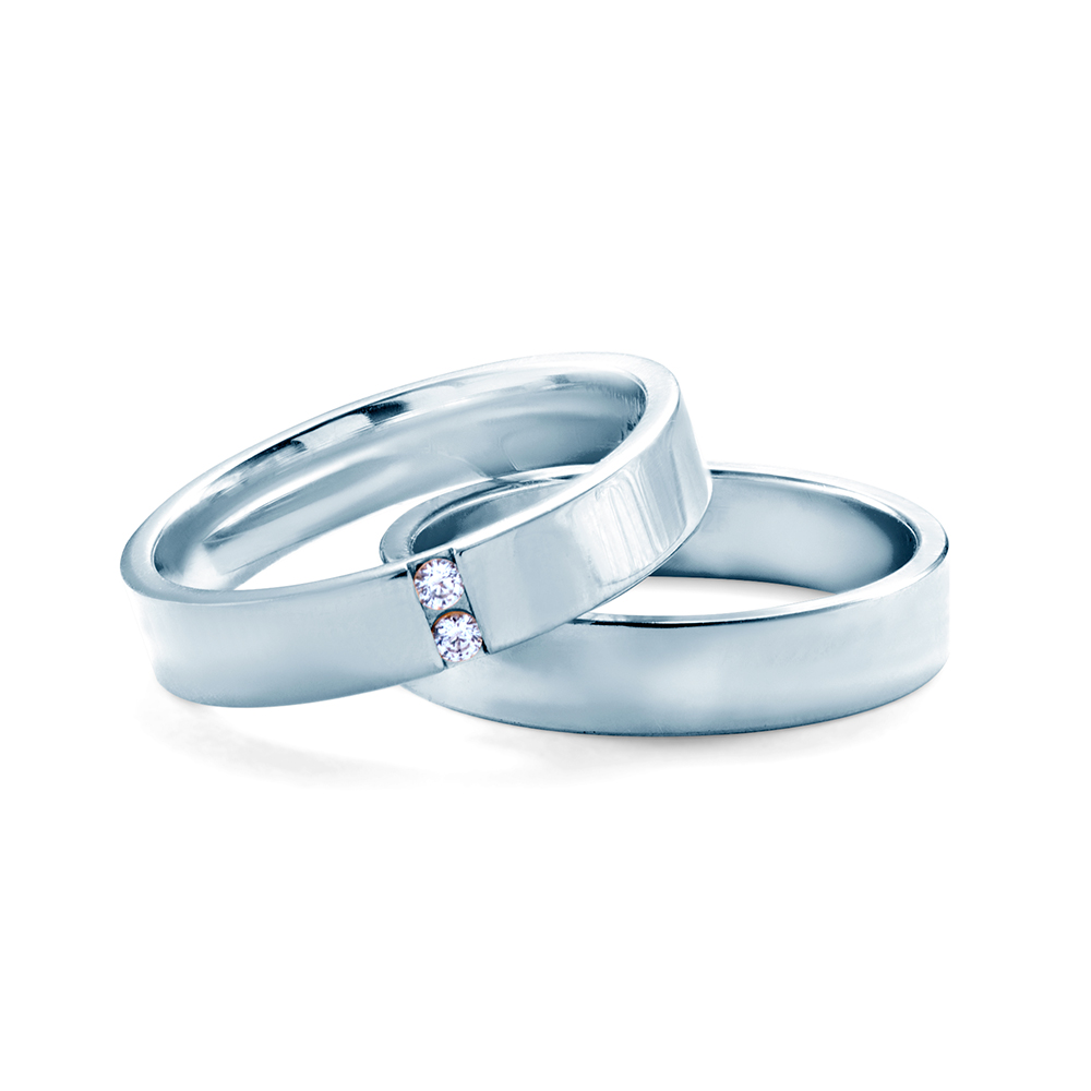 Βέρες Γάμου: λευκόχρυσο, επίπεδο σχήμα, 4 mm