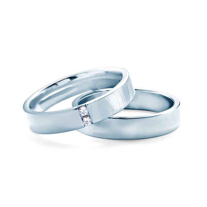 Esküvői karikagyűrűk: fehérarany, lapos, 4 mm