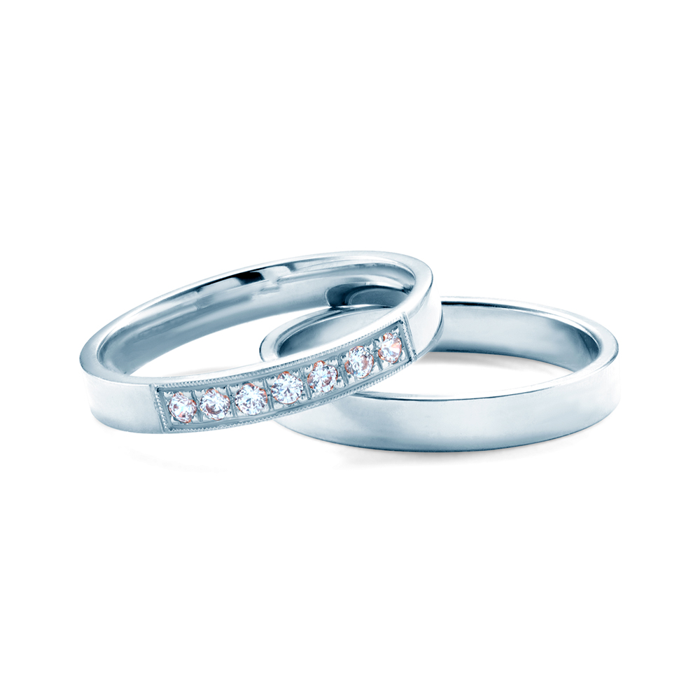 Verighete: aur alb, plate, 3 mm