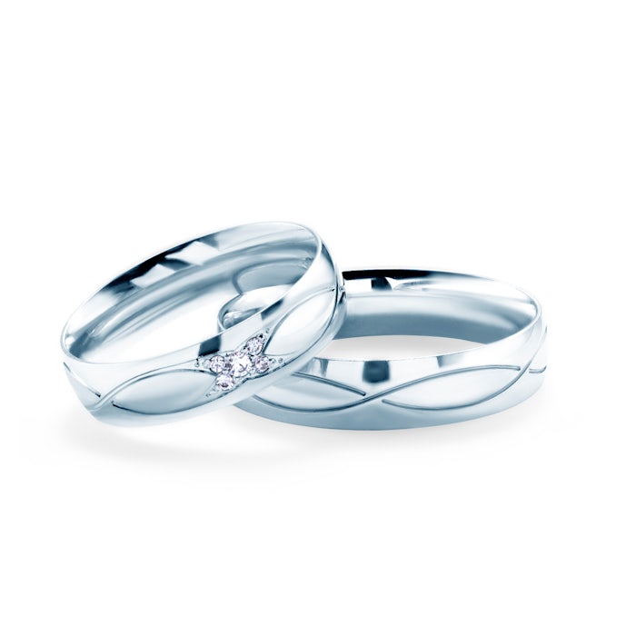 Esküvői karikagyűrűk: fehérarany, karika, 5 mm