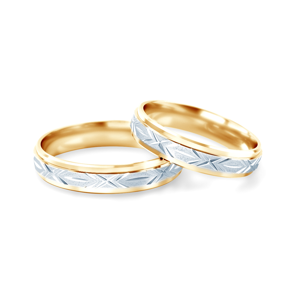 Весільні обручки: двоколірне золото, плоскі, 4,3 мм