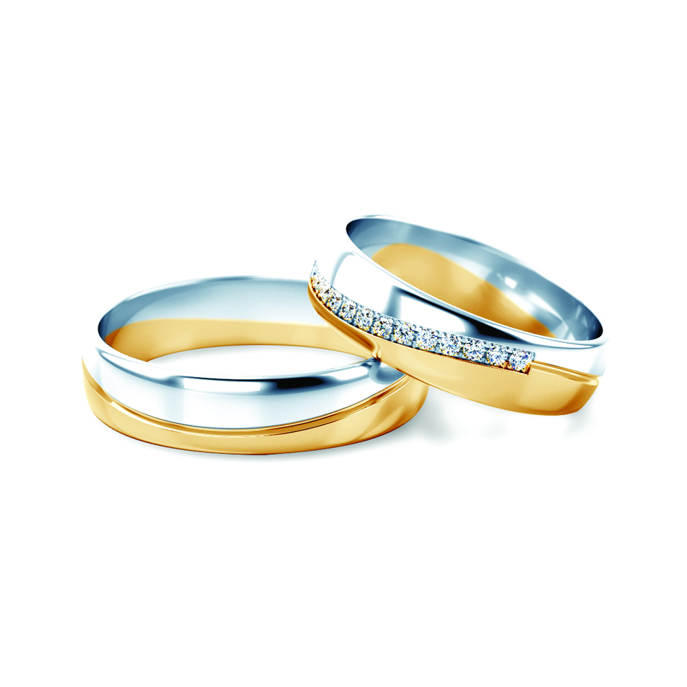 Βέρες Γάμου: δίχρωμο χρυσό, σε σχήμα D, 4,5 mm