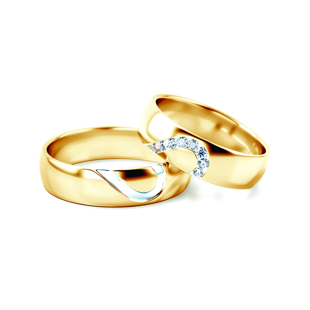 Eheringe: Zweifarbiges Gold, Halbrund, 5 mm