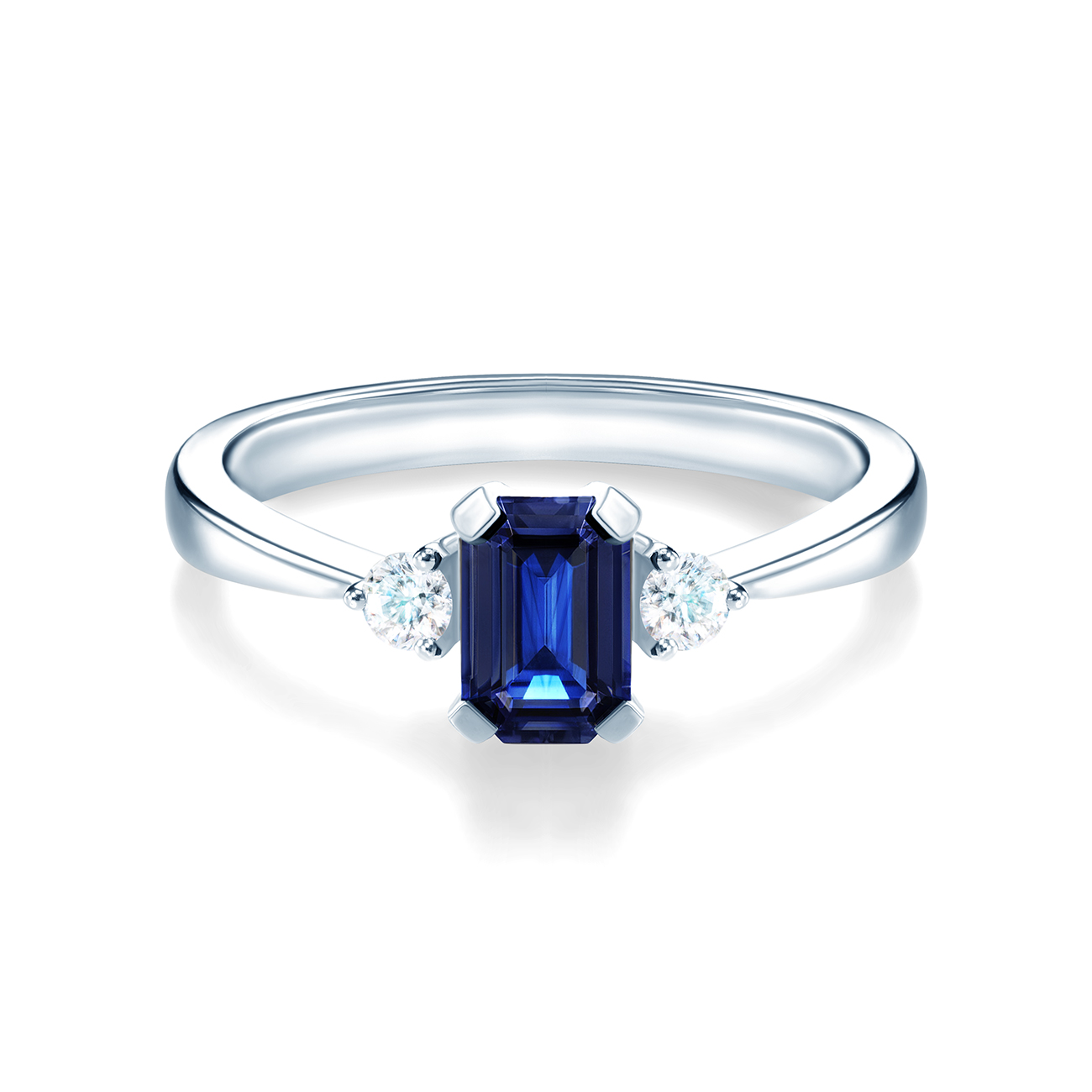 Zaručnički prsten Savicki: bijelo zlato, plavi safir, dijamanti