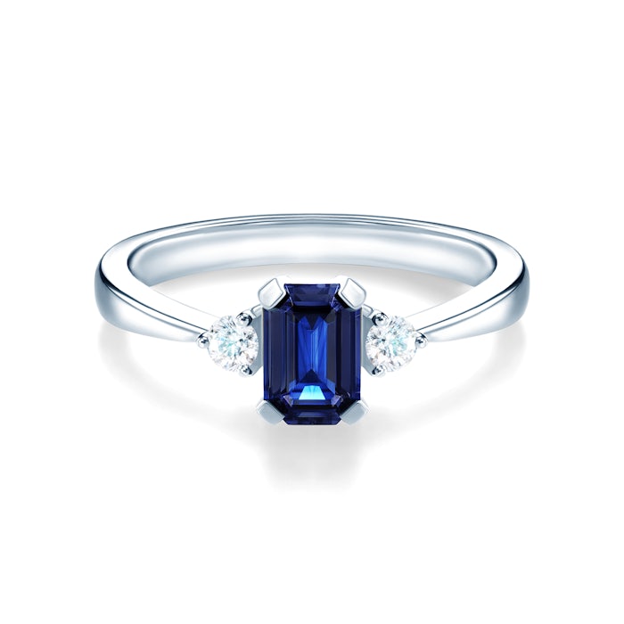 SAVICKI eljegyzési gyűrű: fehérarany kék zafírral és gyémántokkal
