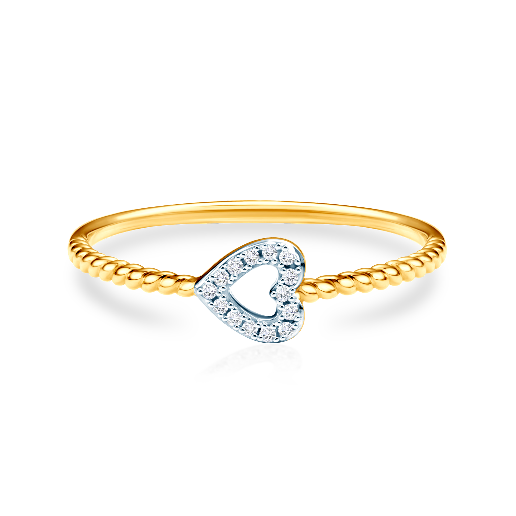 Heart Ring: two color, diamonds