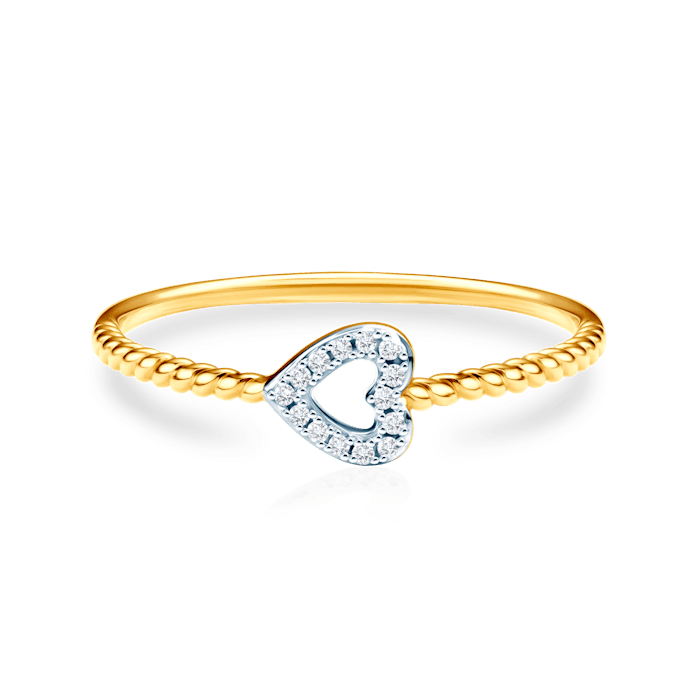 SAVICKI szívecskés gyűrű: kétszínű arany és gyémántok