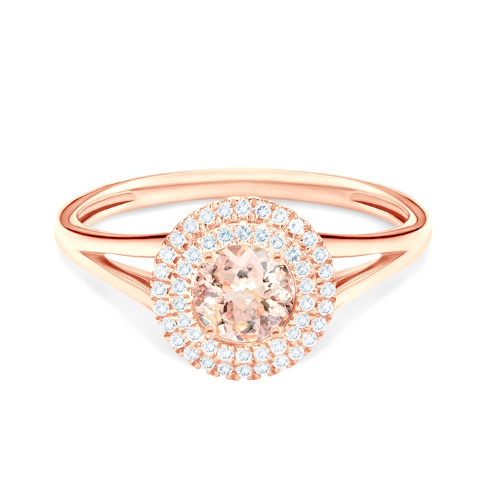 SAVICKI eljegyzési gyűrű: rózsaarany, morganit és gyémántok