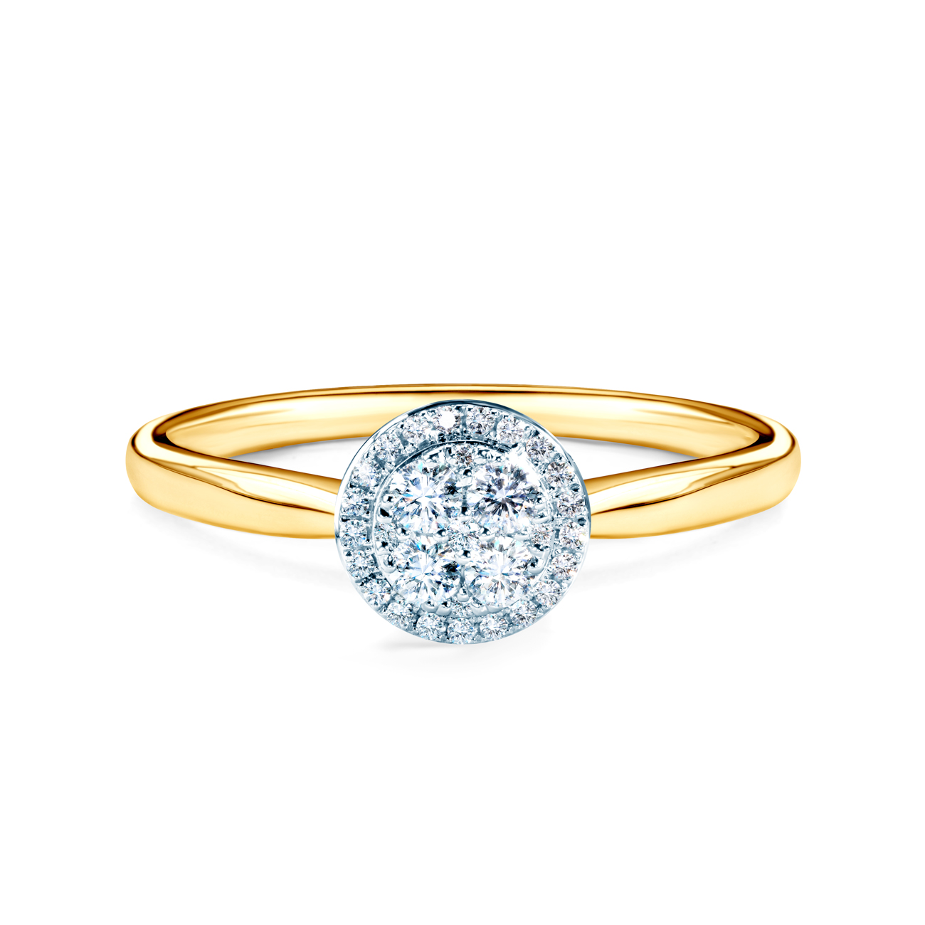 Engagement Ring: two color gold, diamonds