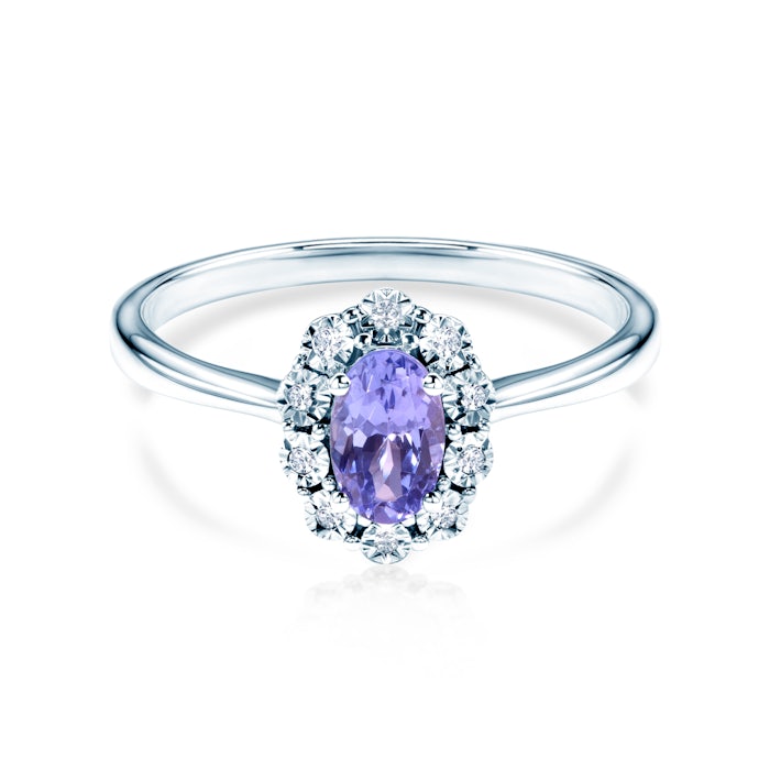 SAVICKI eljegyzési gyűrű: fehérarany, gyémántok és tanzanit