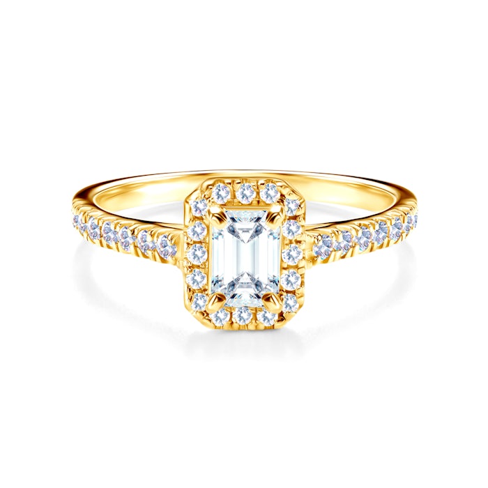 SAVICKI eljegyzési gyűrű: sárga arany fehér zafírral