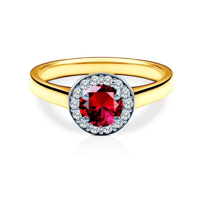 SAVICKI eljegyzési gyűrű: kétszínű arany, rubin és gyémántok