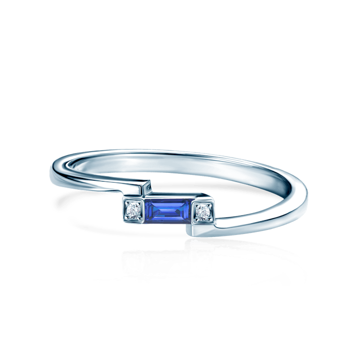 SAVICKI eljegyzési gyűrű: fehérarany kék zafírral és gyémántokkal