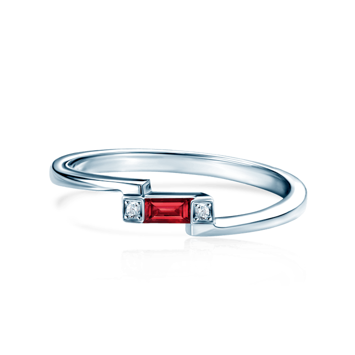 SAVICKI eljegyzési gyűrű: fehérarany, rubin és gyémántok