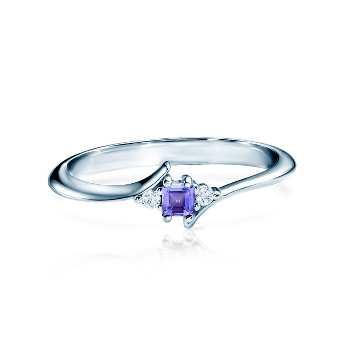 SAVICKI eljegyzési gyűrű: fehérarany, tanzanit és gyémántok