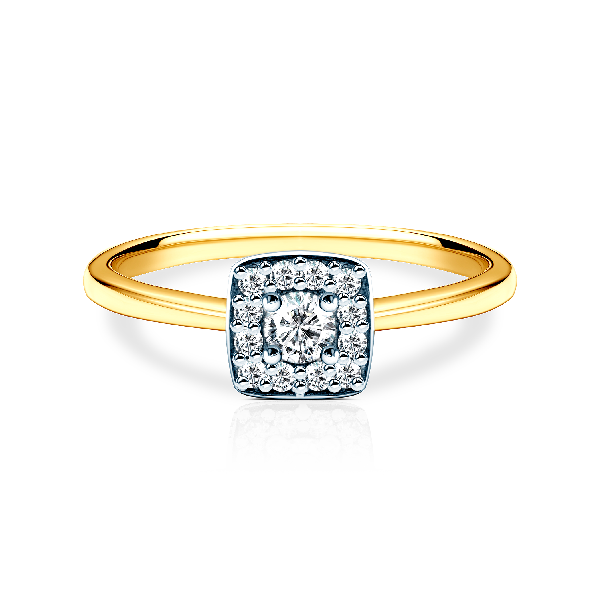 Δαχτυλίδι Αρραβώνων Halo: δίχρωμος χρυσός, διαμάντια