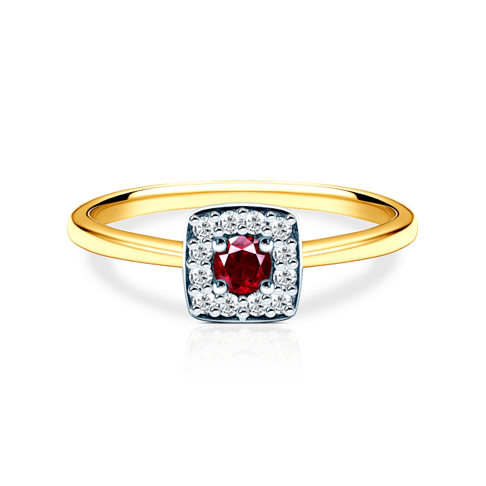 SAVICKI eljegyzési gyűrű: kétszínű arany, rubin és gyémántok