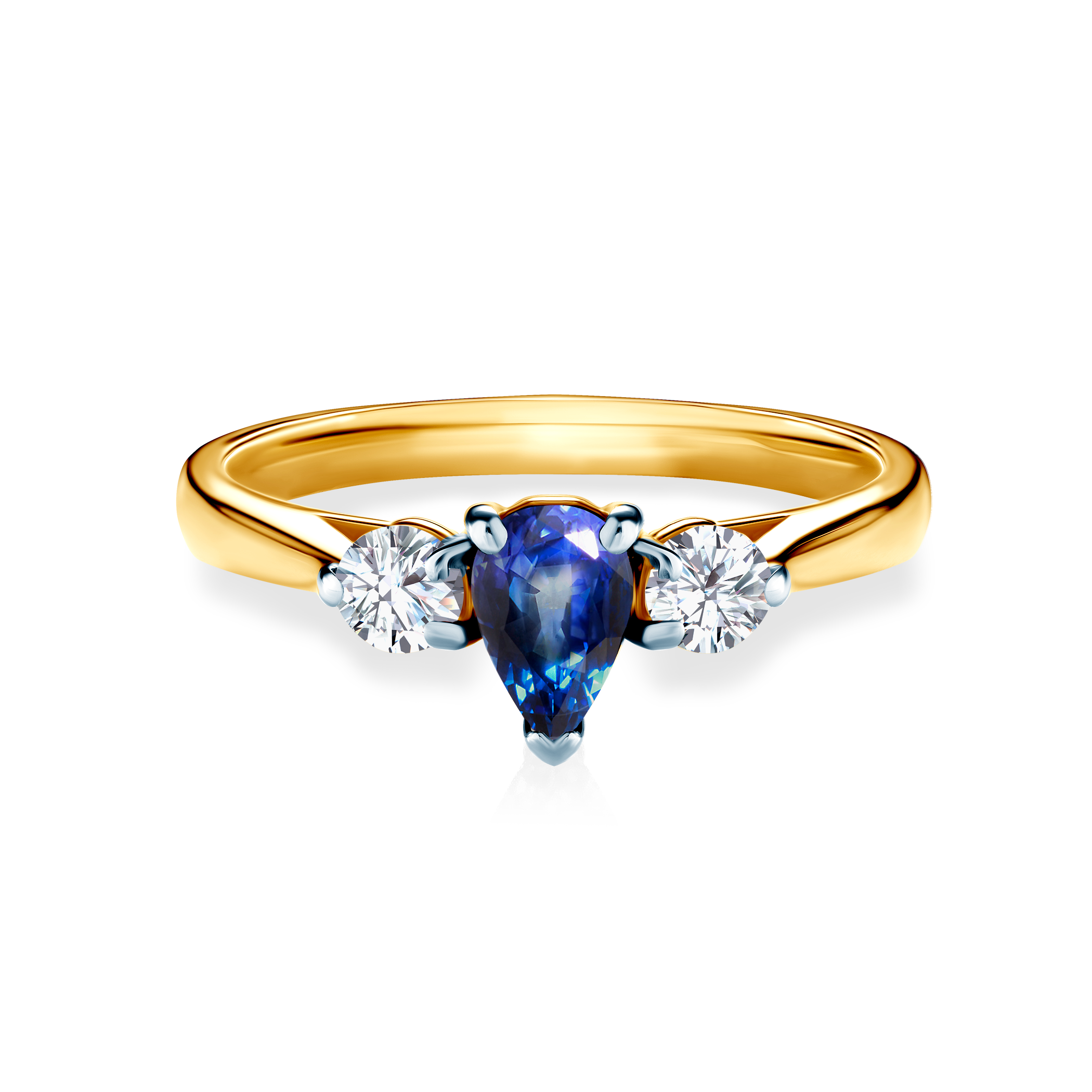Verlobungsring Savicki: Zweifarbiges Gold, Blau Saphir, Weiße Saphire