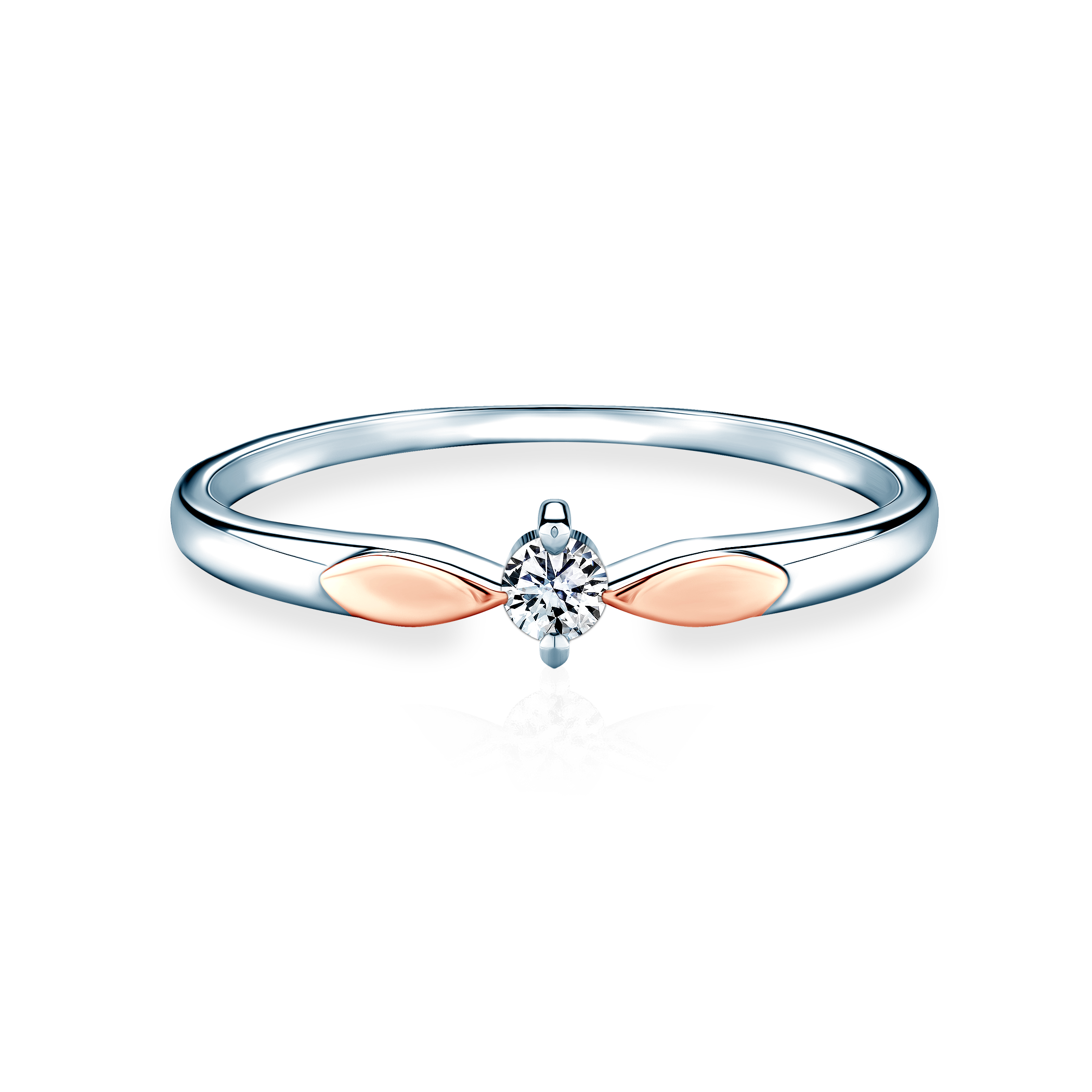 Каблучка для заручин Savicki: двоколірне золото, діамант