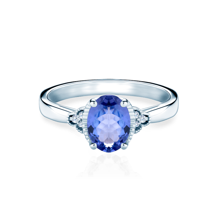 SAVICKI eljegyzési gyűrű: fehérarany, tanzanit és gyémántok