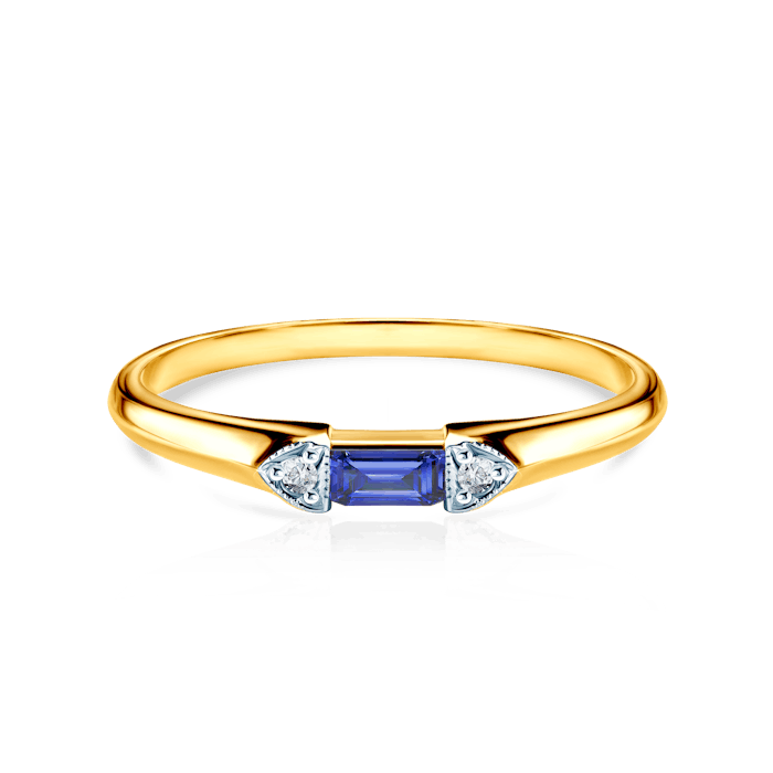 SAVICKI eljegyzési gyűrű: kétszínű arany kék zafírral és gyémántokkal