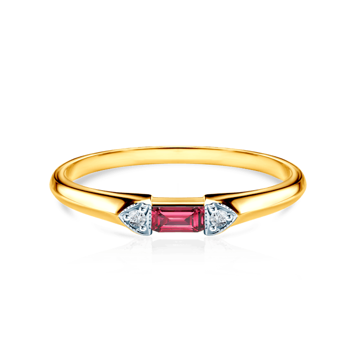 SAVICKI eljegyzési gyűrű: kétszínű arany, rubin és gyémántok