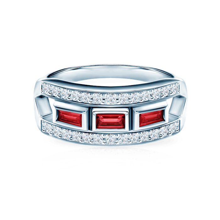 SAVICKI eljegyzési gyűrű: fehérarany, rubinok és gyémántok