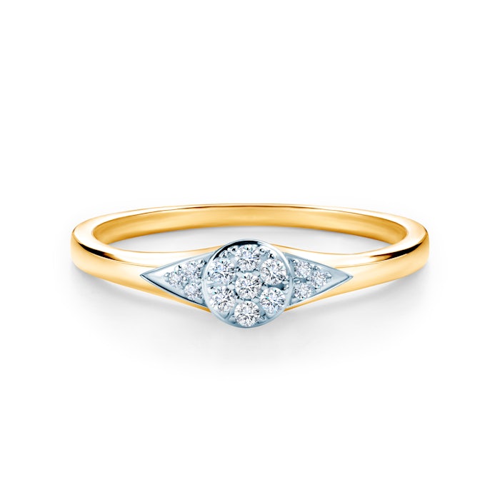 Δαχτυλίδι Αρραβώνων Πλαϊνής Πέτρας: δίχρωμος χρυσός, διαμάντια