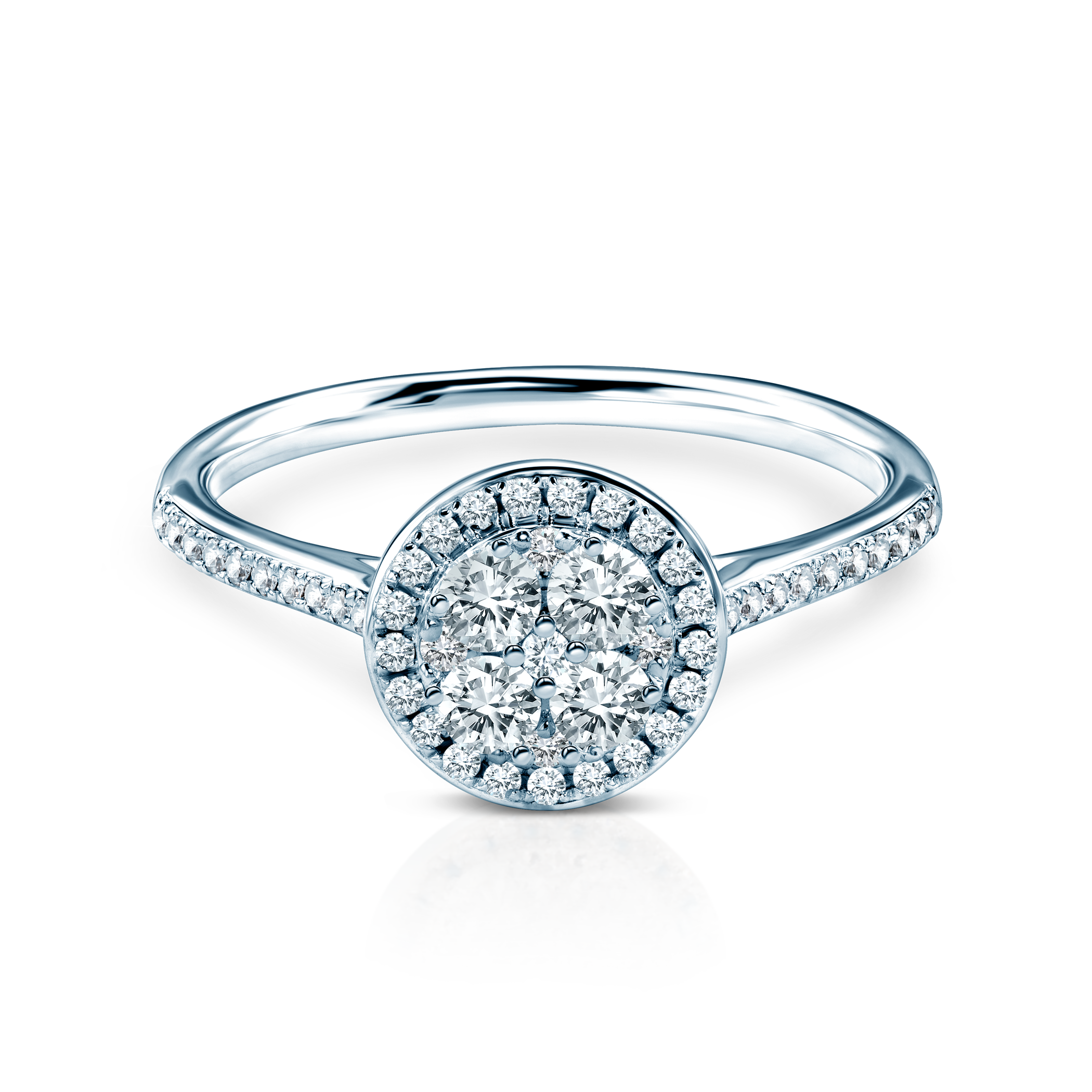 Zaručnički prsten Savicki: bijelo zlato, dijamanti