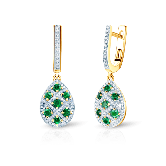 SAVICKI fülbevaló: kétszínű arany, smaragdok és gyémántok