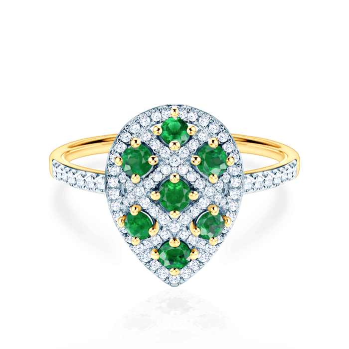 SAVICKI eljegyzési gyűrű: kétszínű arany, smaragdok és gyémántok