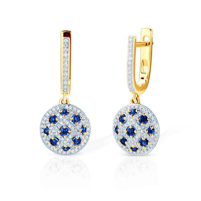 SAVICKI fülbevaló: kétszínű arany kék zafírokkal és gyémántokkal