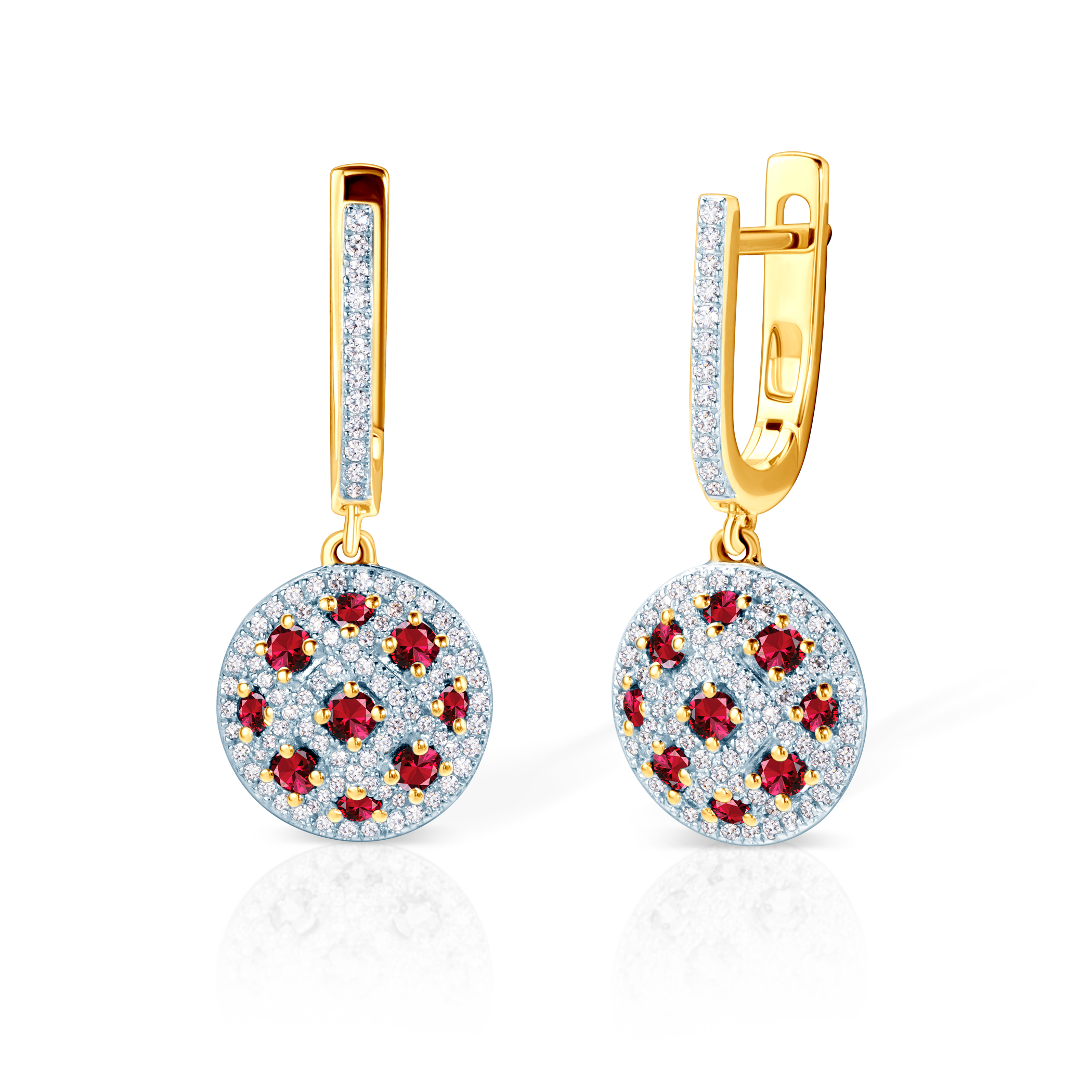 SAVICKI обеци: два цвята злато. рубини. диаманти