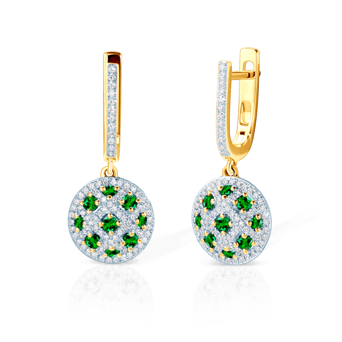 SAVICKI fülbevaló: kétszínű arany, smaragdok és gyémántok