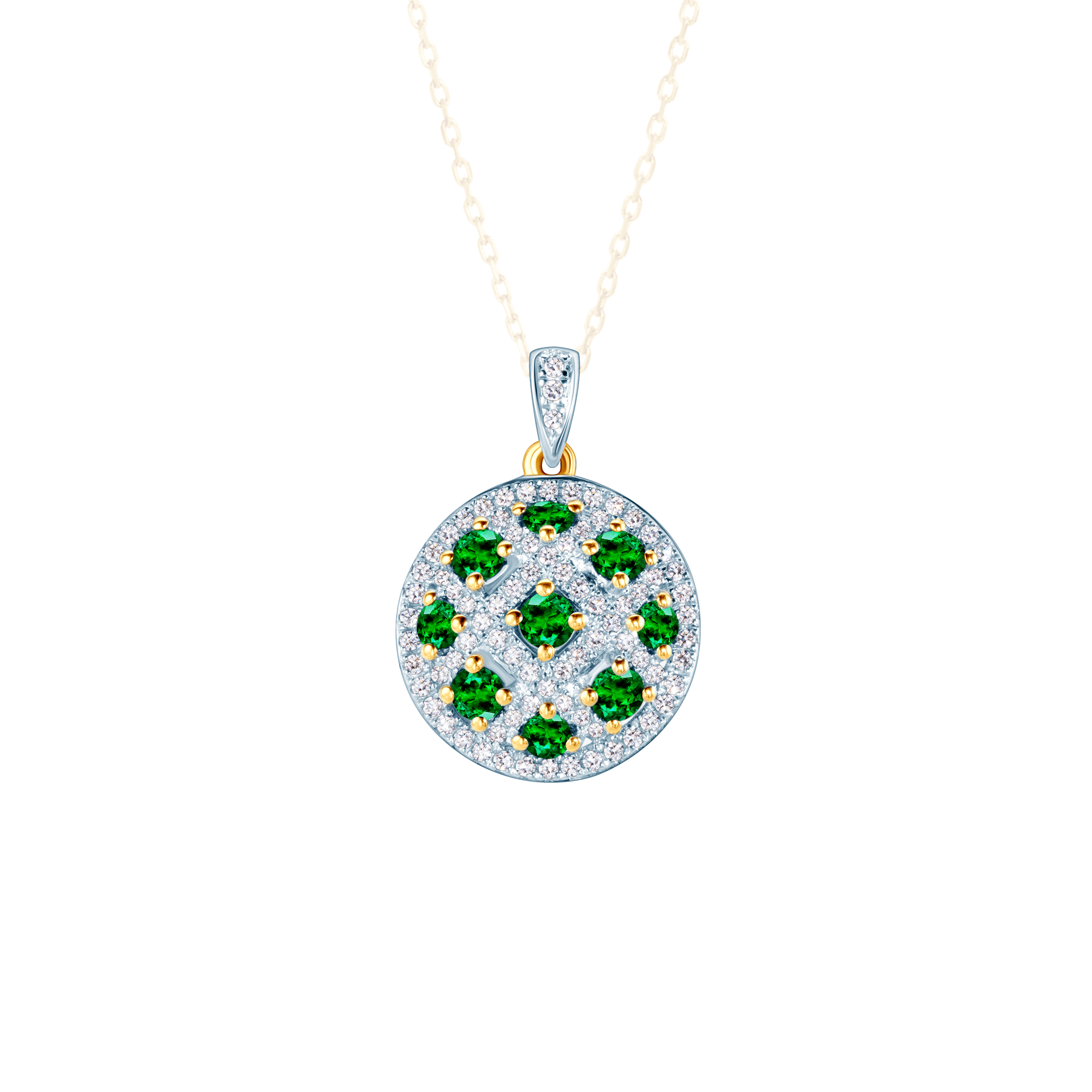 Anhänger Savicki: Zweifarbiges Gold, Smaragde, Diamanten