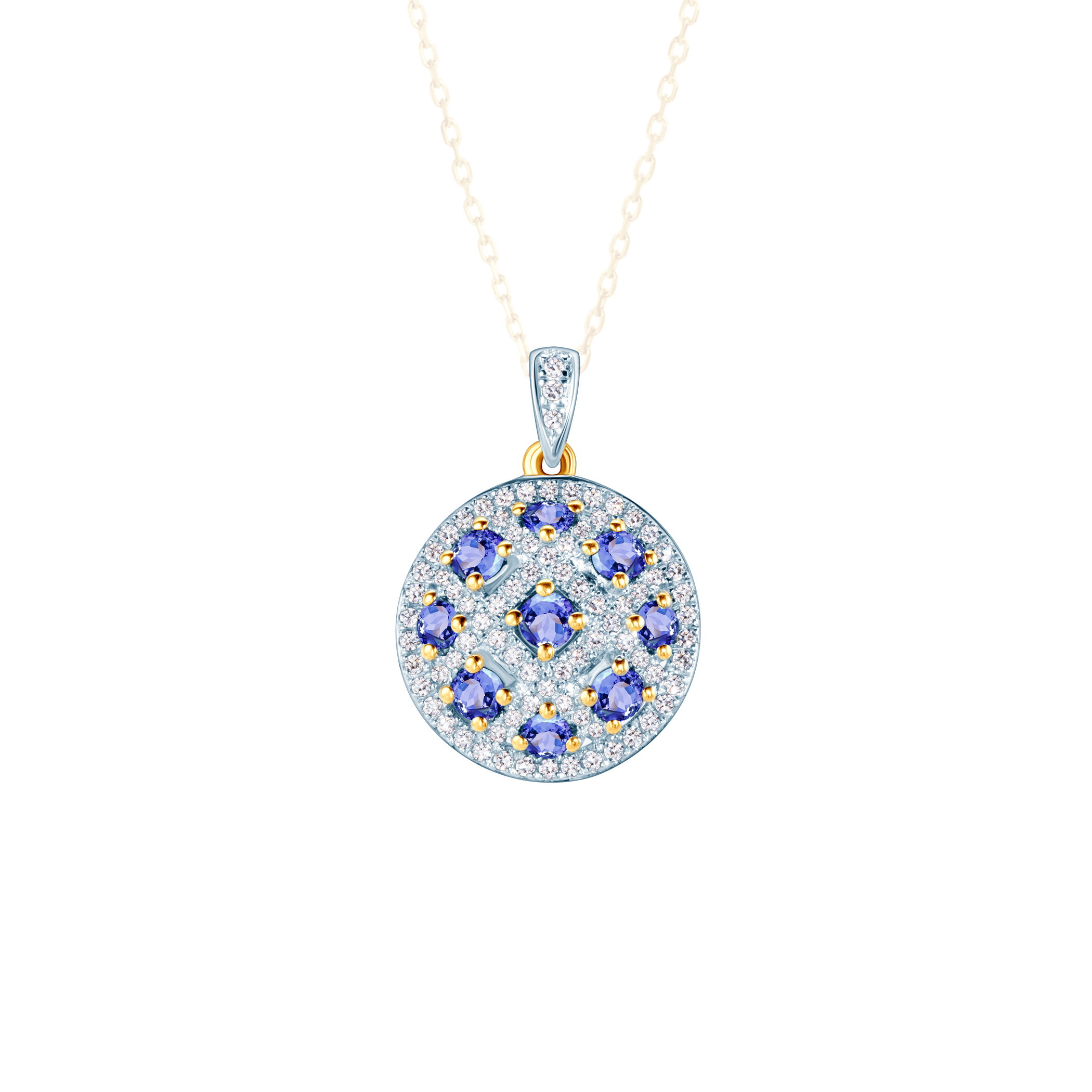 Pandantiv SAVICKI: aur bicolor, tanzanite, diamante
