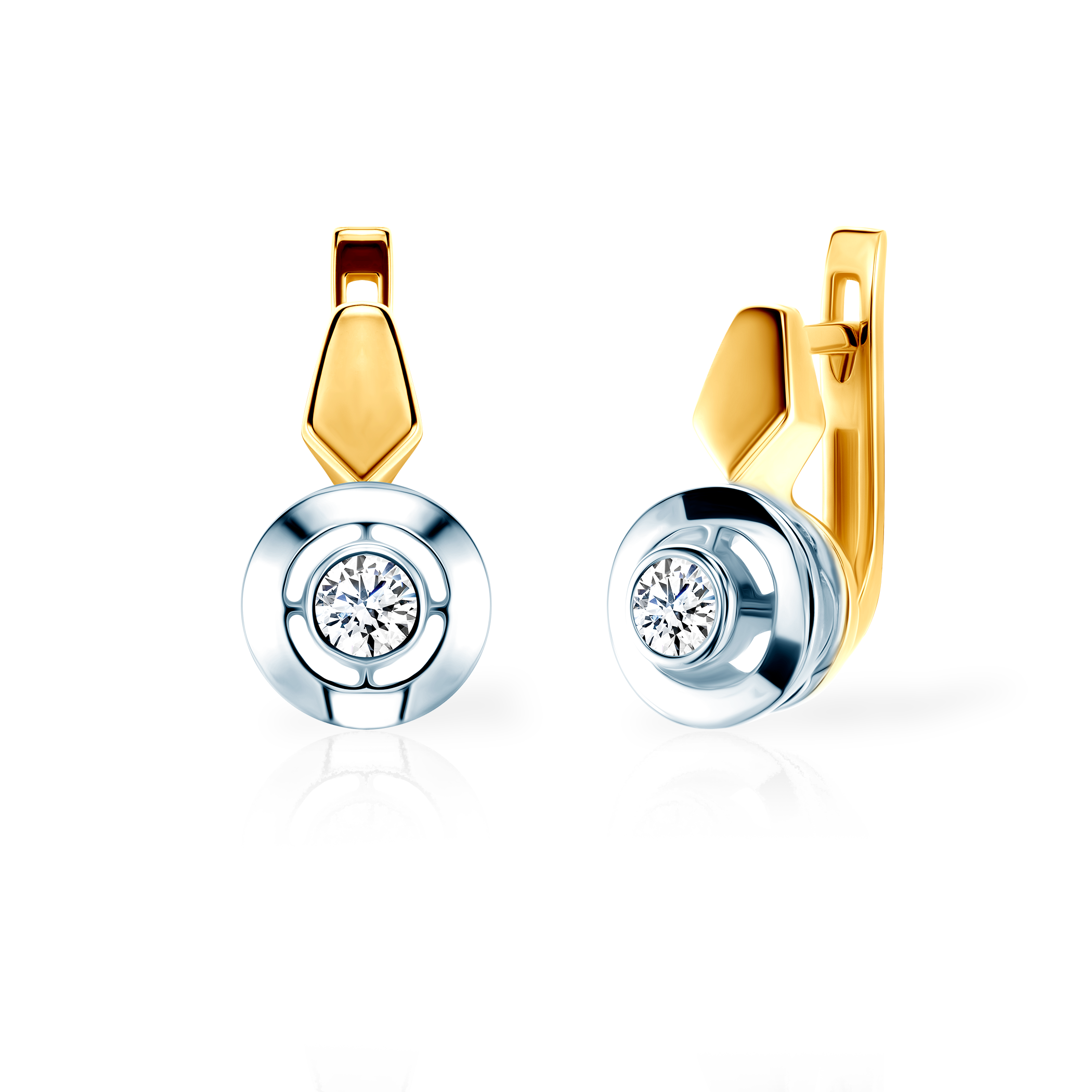 Σκουλαρίκια SAVICKI: δίχρωμα χρυσά, διαμάντια