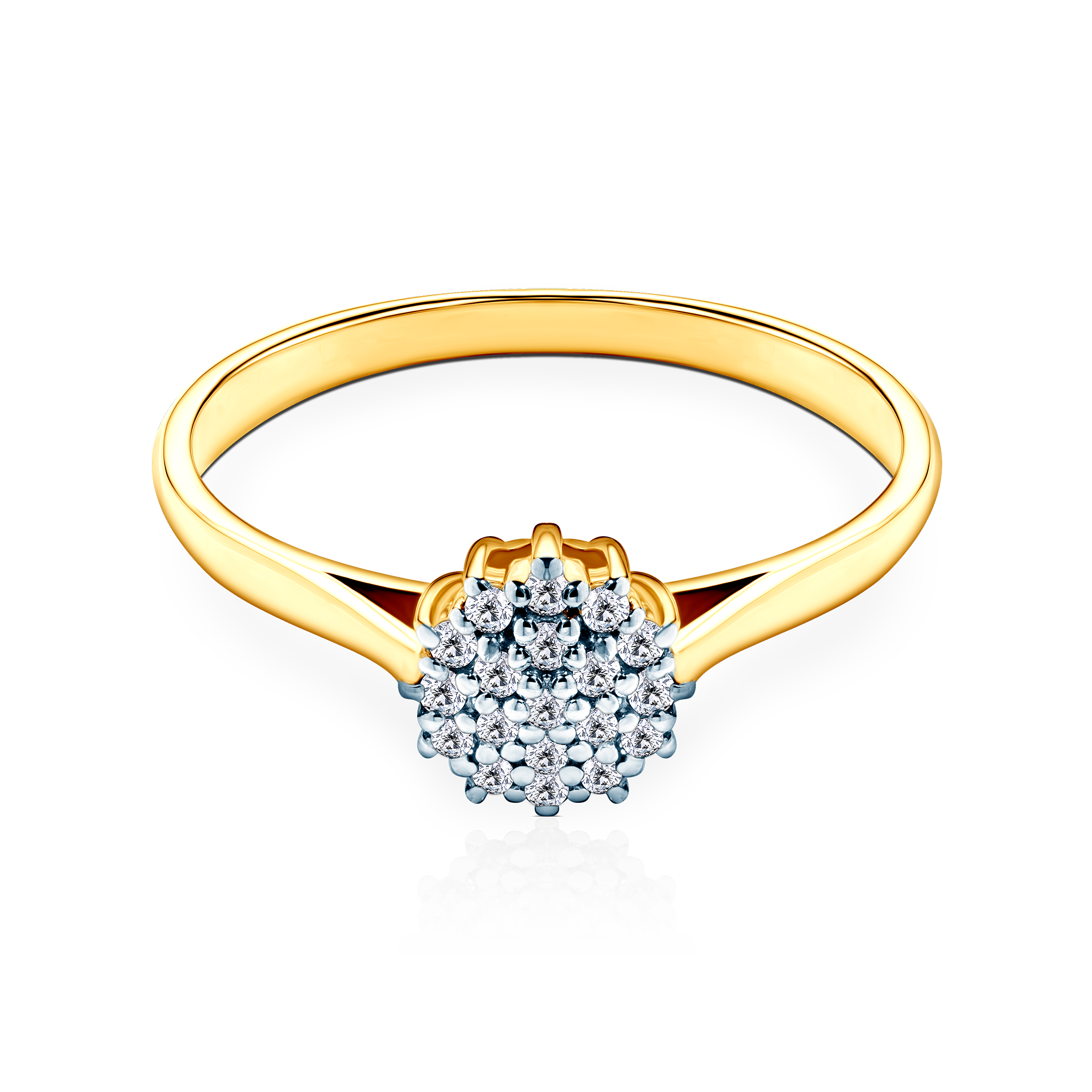 Каблучка для заручин Savicki: двоколірне золото, діаманти