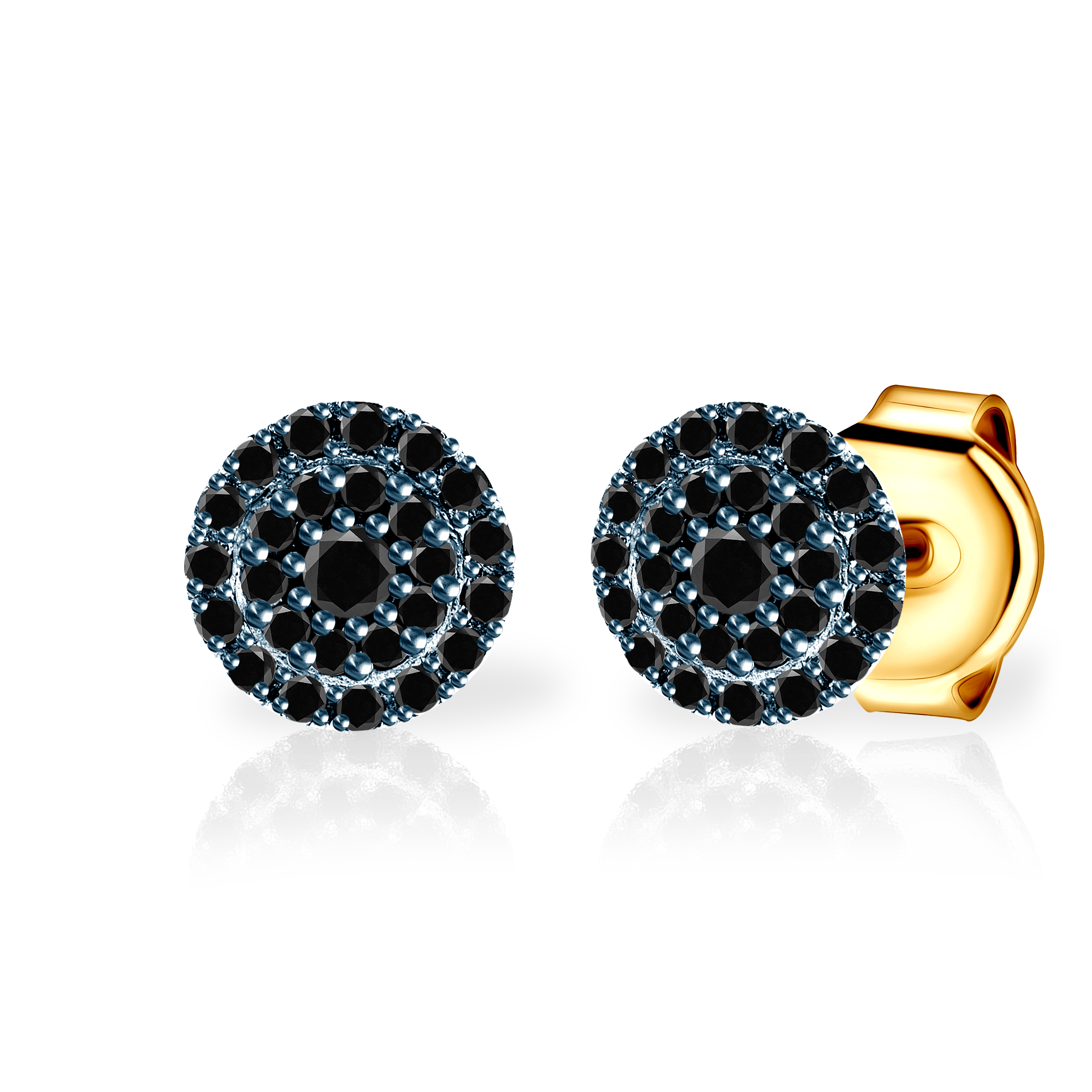 Ohrringe Savicki: Zweifarbiges Gold, Schwarze Diamanten