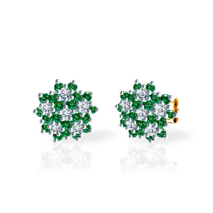 SAVICKI fülbevaló: kétszínű arany, smaragdok és gyémántok