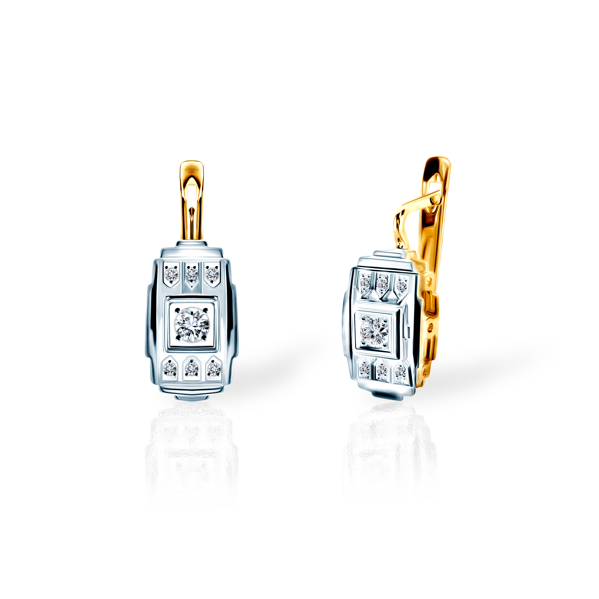 Cercei SAVICKI: aur bicolor, diamante