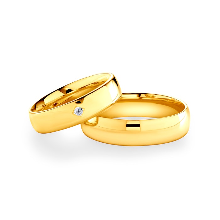 Esküvői karikagyűrűk: arany, félkarika, 5 mm