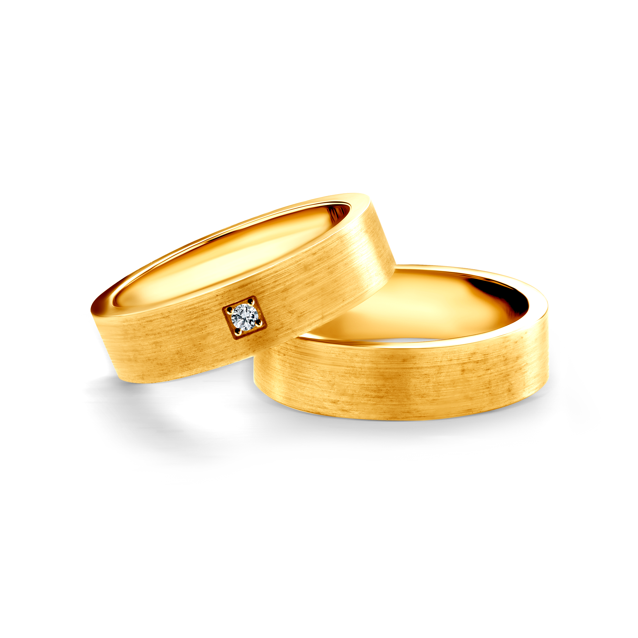 Весільні обручки: золото, плоскі, 5 мм