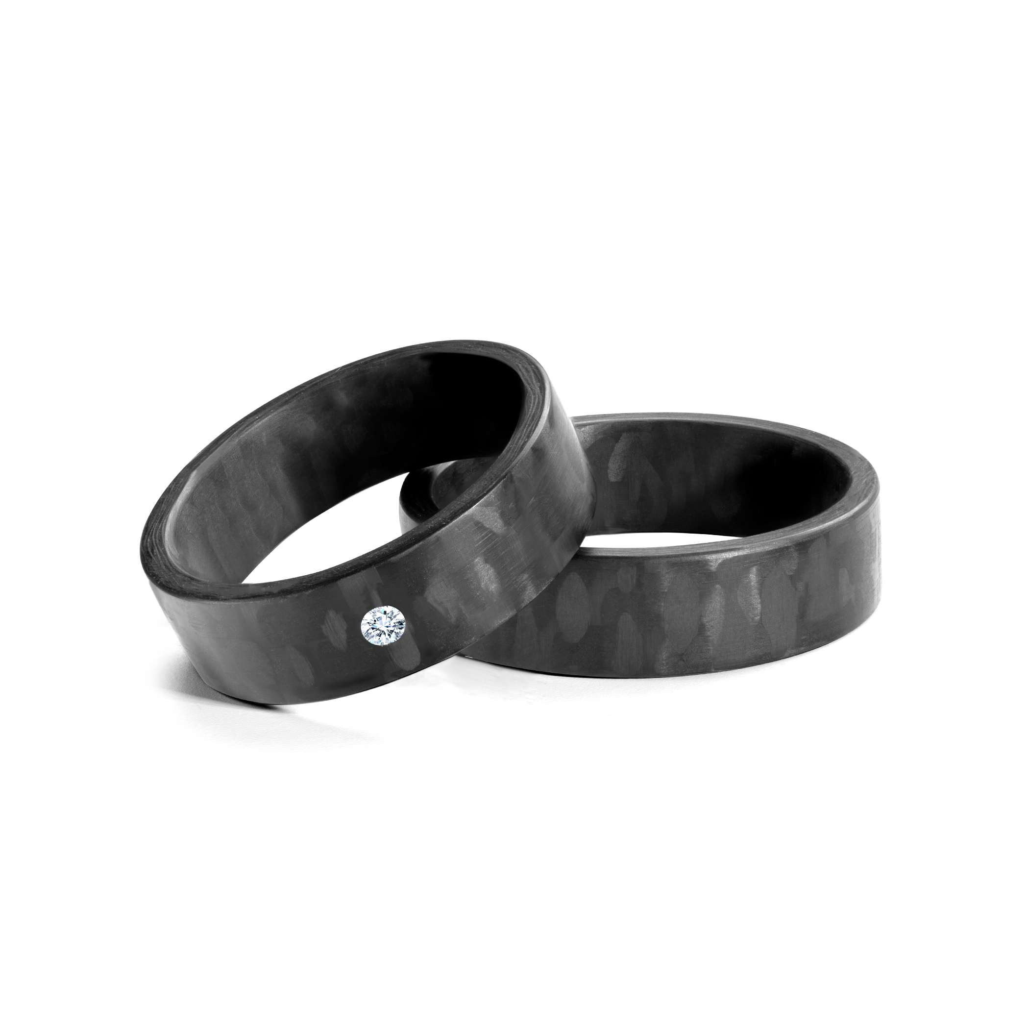 Eheringe: Carbon, Flach, 6 mm