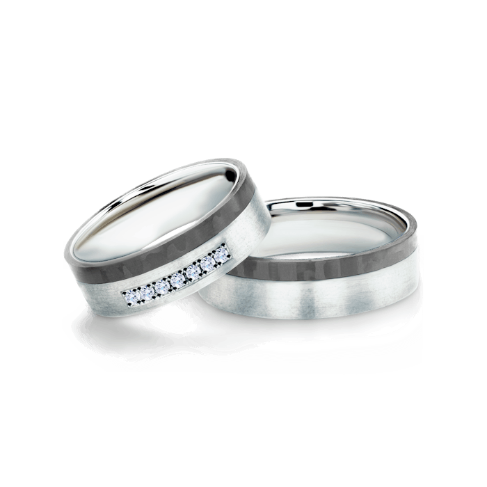 Esküvői karikagyűrűk: karbon és titán, lapos, 6 mm