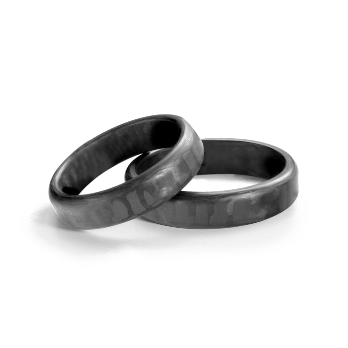 Esküvői karikagyűrűk: karbon, lapos és lekerekített, 5 mm