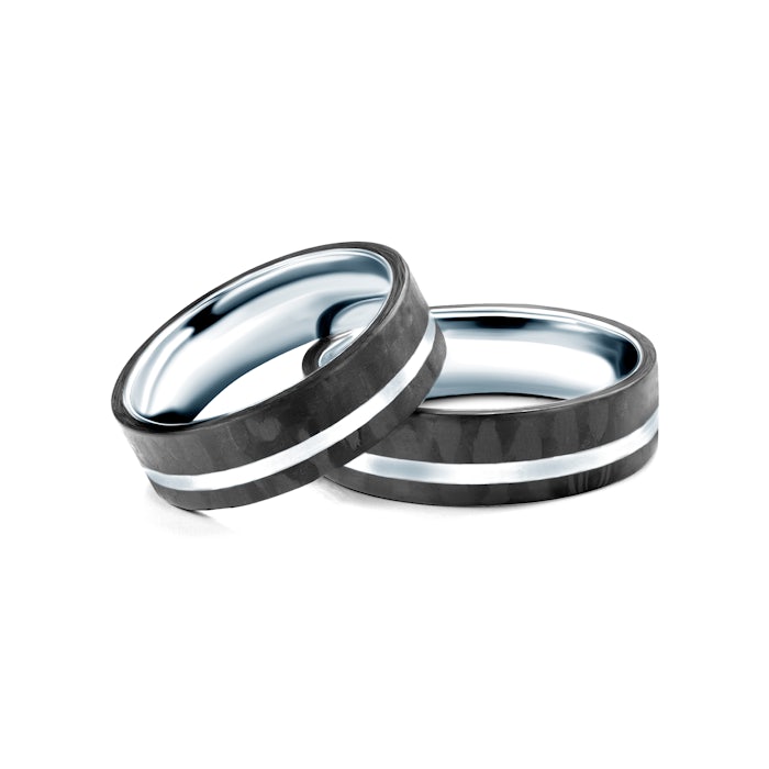 Esküvői karikagyűrűk: karbon és titán, lapos, 6 mm